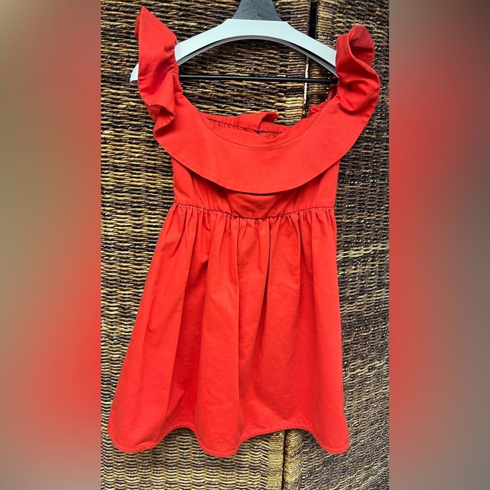 Apiece Apart - Red Off-Shoulder Ruffle Top, Size: 4